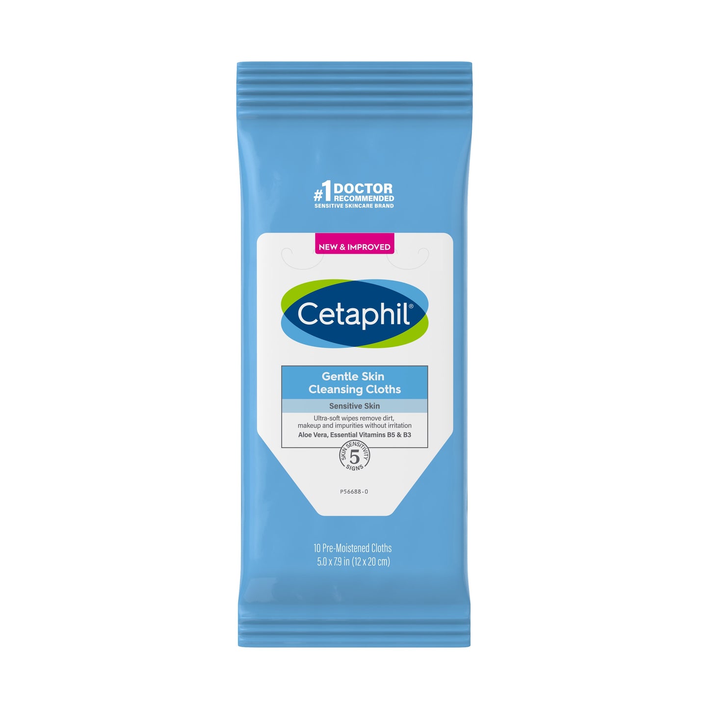 Cetaphil, Gentle Skin Cleansing Cloths, Fragrance Free, 10 Pre-Moistened Cloths